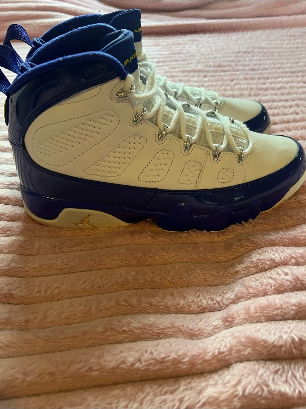 Jordan 9 Retro Kobe White and Blue High-Top Sneakers
